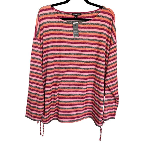 NWT Lane Bryant Striped Boatneck Tee Side Drawstring Shirt Size 18/20 Plus Size - Picture 2 of 5